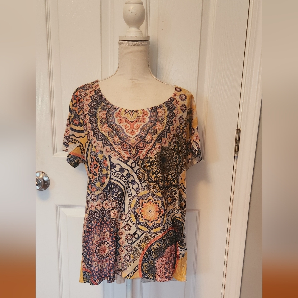 Style &Co short sleeve lace back top Xl